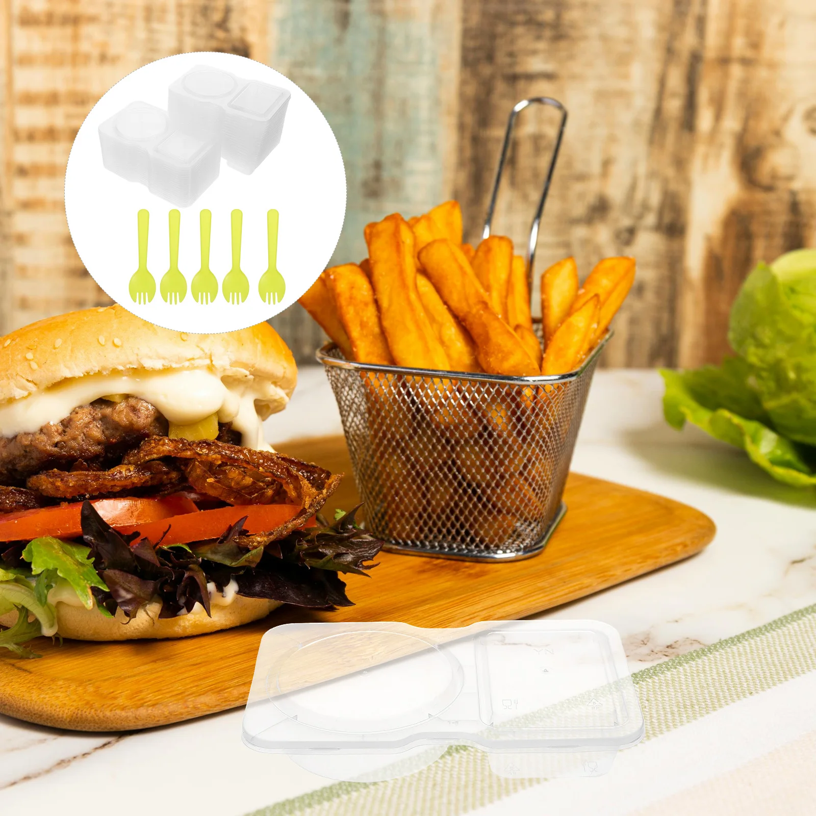 

20 set Condiment Container Dual Compartment Sauce Jars with Lids Mini Dipping Storage Cups Portable Seasoning Boxes for Salad