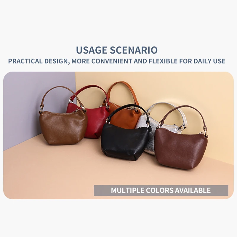 Genuine Leather Coin Purse for Women Small Pocket Wallet Keychain Pouch for Coins Earphones Lipstick Cards Compact Organizer Bag