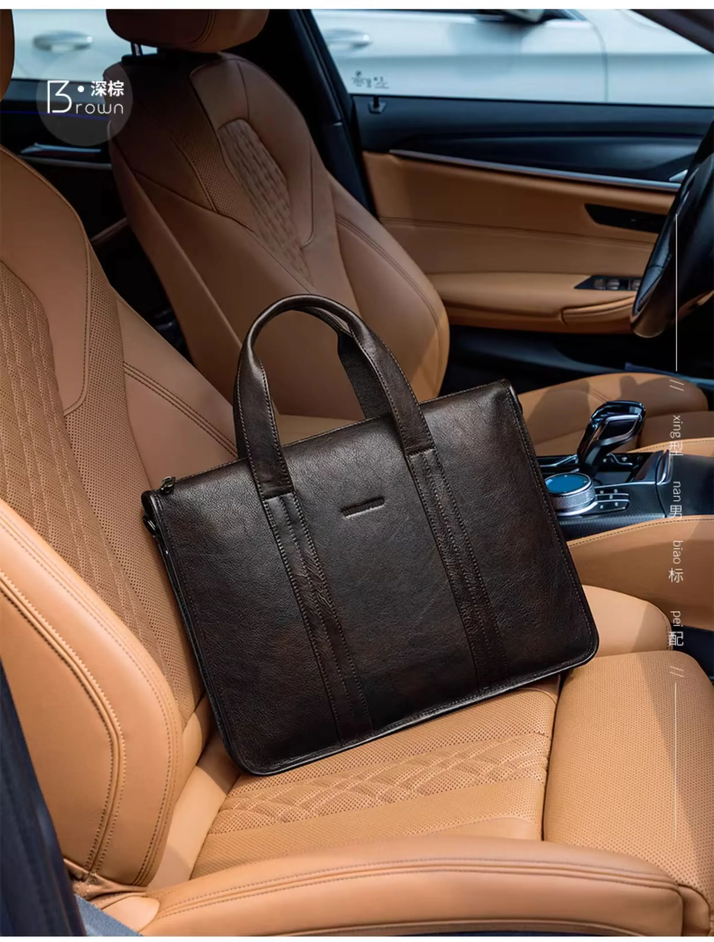 2026 New Men's Genuine Leather Briefcase Top-Grain Cowhide Vintage Business Handbag Shoulder Crossbody Messenger Bag