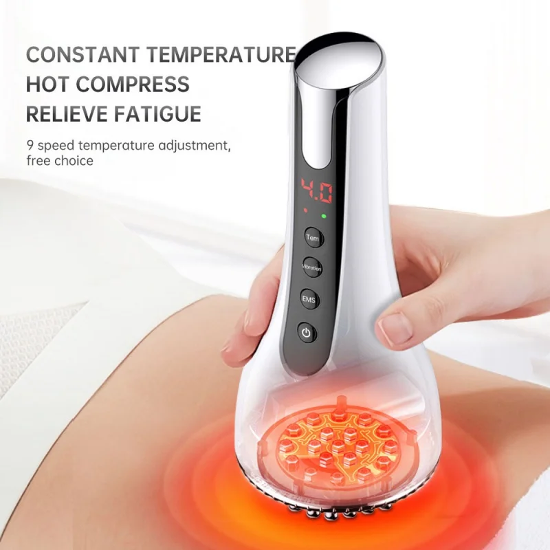 Micro-Current Heating Vibration Gua Sha Device Handheld Massager Rechargeable Micro Meridian Massage Brush