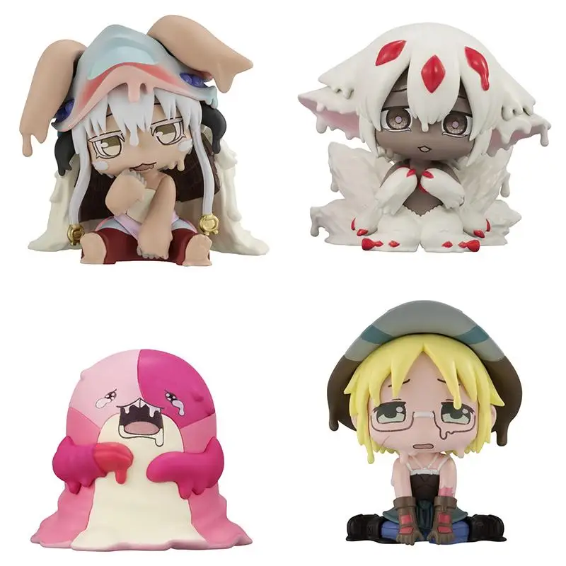 4pcs/set Genuine BANDAI Made In Abyss: The Golden City of the Scorching Sun Melting Shape Twisted Egg Action Figure Model Toys