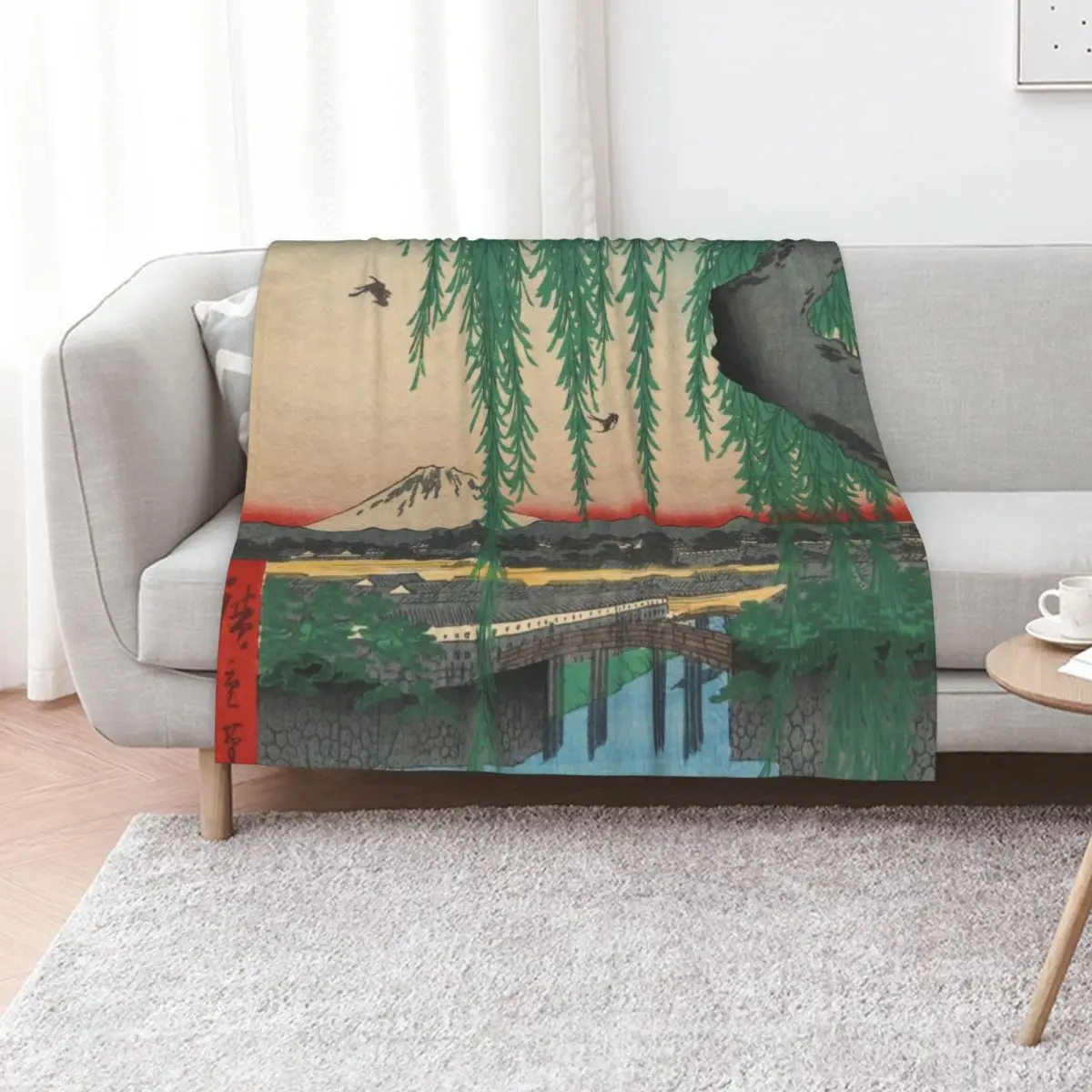 Mount Fuji from Yatsumi Bridge Ukiyo-e Japanese Art Throw Blanket Soft Plaid Softest Furrys manga Baby Kid'S Blankets