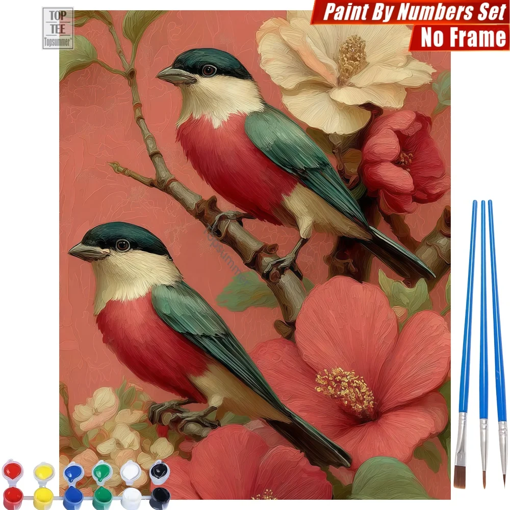 

Vibrant Birds Blossoms Paint By Numbers Kit - Birds Blossoms Vibrant Creative Family Fun New Year's Day Gift For Boyfriend