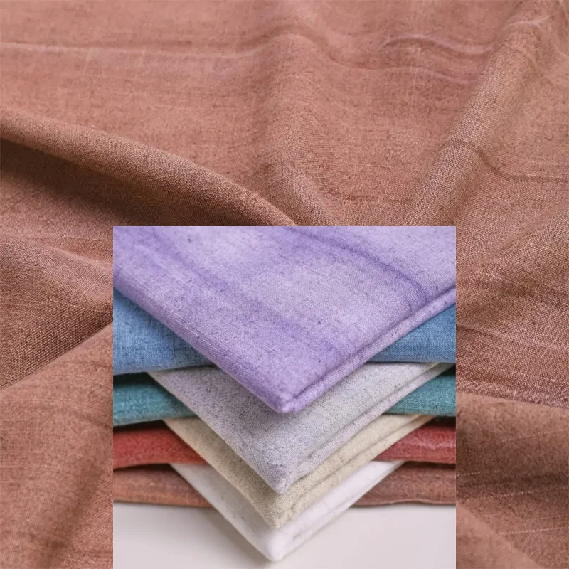 

Solid Linen-Cotton Natural-Dyed Fabric for Natural DIY Sewing Handmade Dress Shirt Pants Fashion Clothing Wholesale Cloth