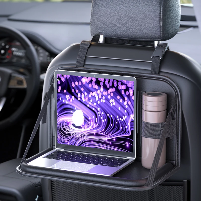 Органайзер на спинку автомобильного сиденья, складной поднос из искусственной кожи, подголовник на заднее сиденье, держатель для чашки, универсальные карманы для телефона на заднее сиденье
