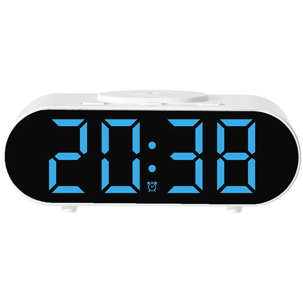 Wireless Charging Digital Clock with LED Display Night Light Modes Three Alarms and Voice Activation for Display Visibility