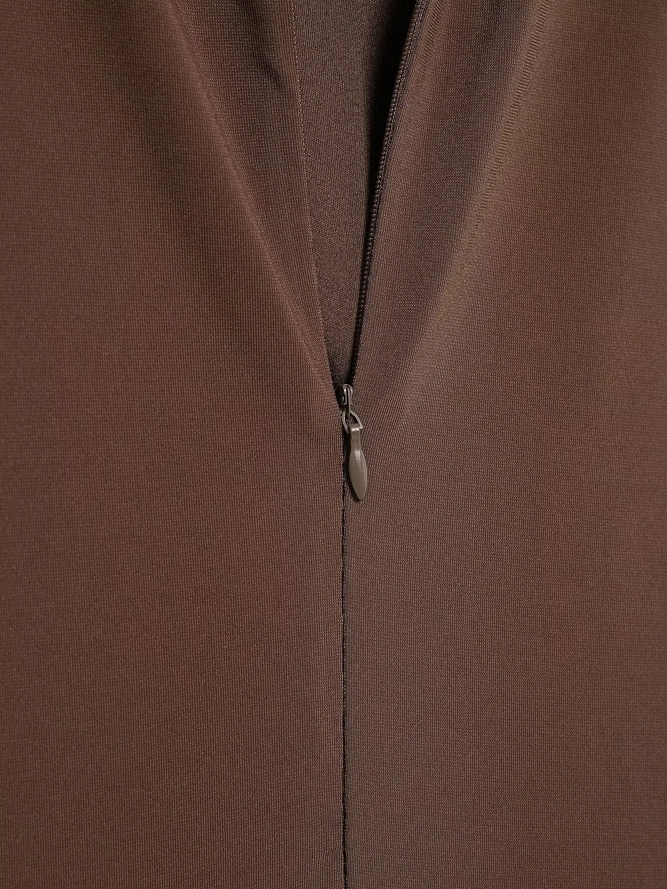 Women's Elegant Vintage Dress Brown Half Turtleneck Sleeveless Ruffle Zipper Women's Summer Fashion Long Dress 2025 New