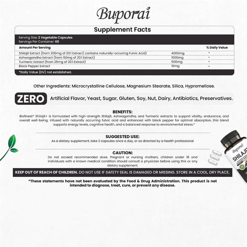 Shilajit+ Capsules - Enriched with Ashwagandha Extract for Energy, Muscle Strength Immunity, Endurance for Adult, Relieve Stress