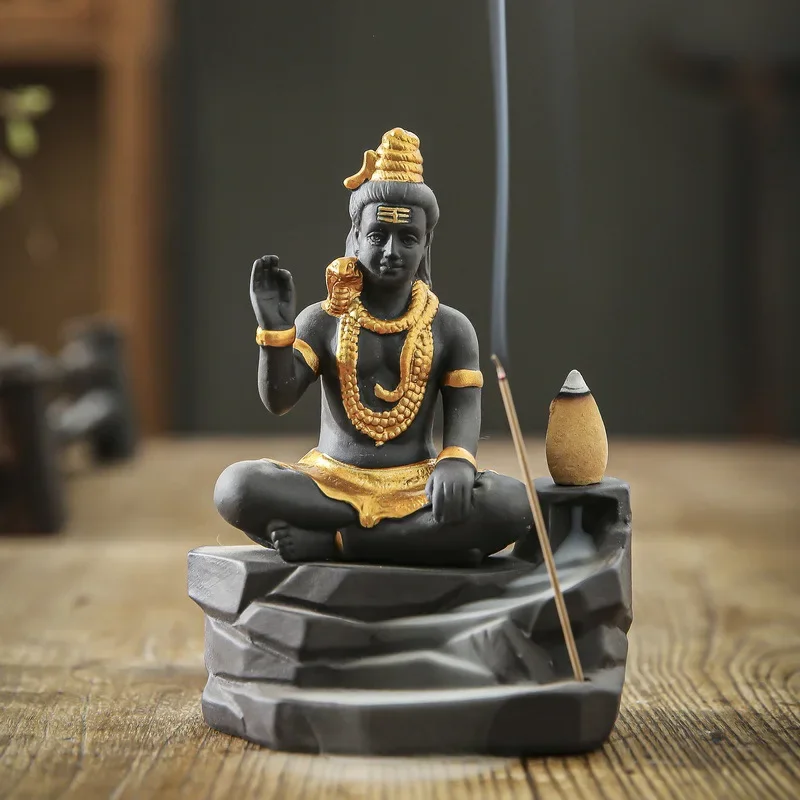 

Shiva Buddha Ornaments For Home Decoration Backflow Incense Burner Handmade Purple Clay Incense Stick Holder