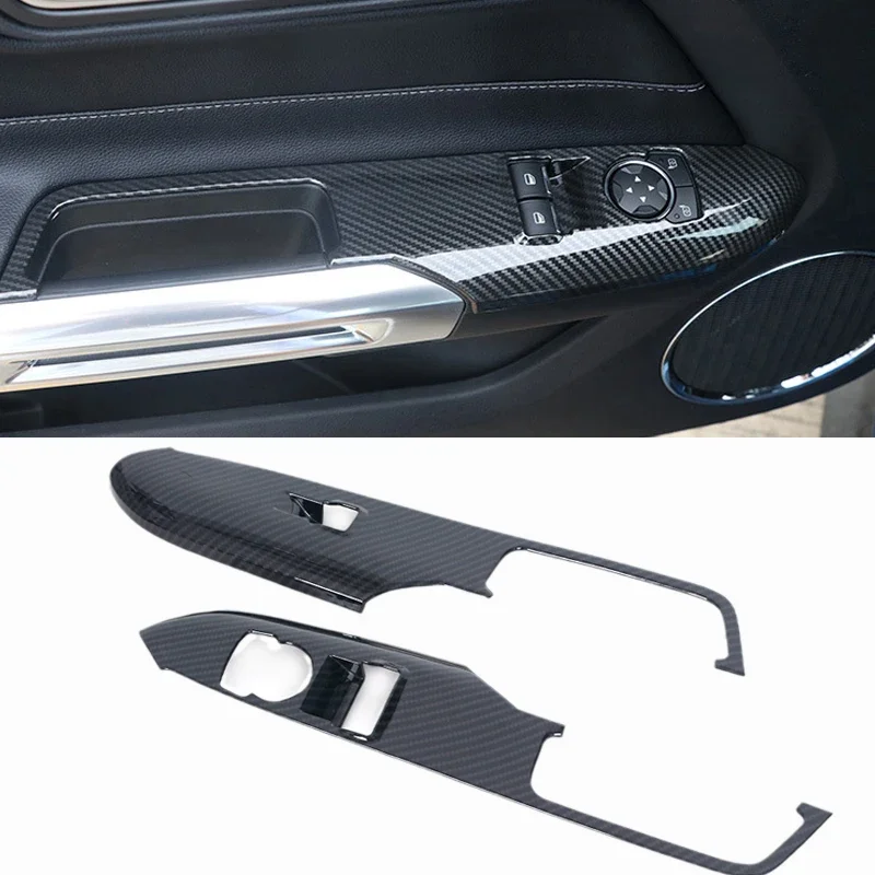 

Car ABS Window Lift Panel Cover Trims Carbon Fiber Color Mustang 2015 2016 2017 2018 2019 Car Accessories