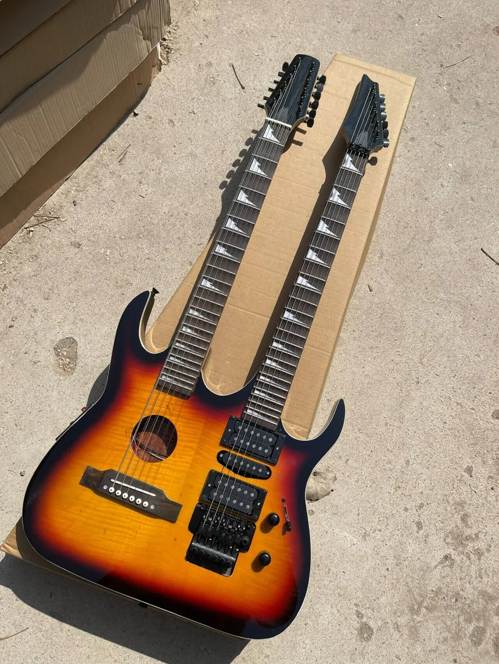 

Double Neck 12+6 Strings Electric Guitar with Rosewood Fretboard Black Hardware,Provide customized service
