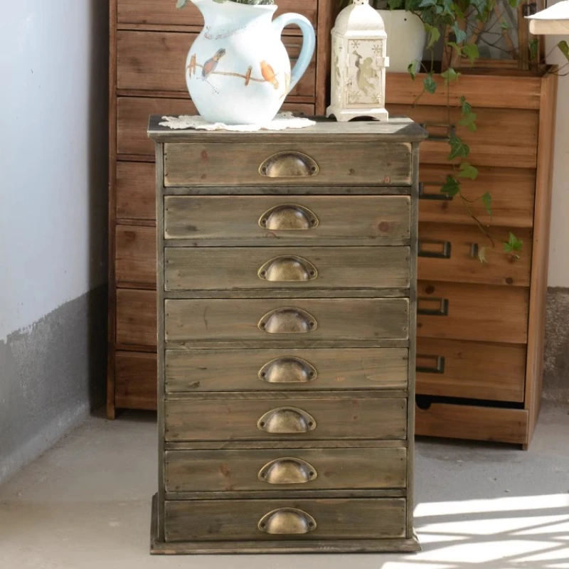 

Американский винтажный шкаф для документов из цельного дерева, настольный органайзер для документов с ящиками, офисный сундук в стиле ретро