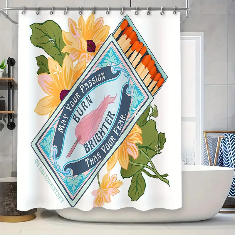 

Vintage Floral Shower Curtain Botanical Print Waterproof Bathroom Decor Farmhouse Rustic Home Decor Modern Aesthetic Japandi Sty