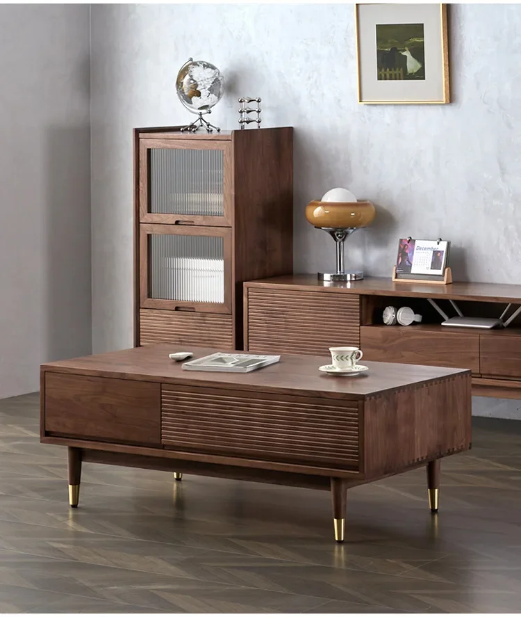 Nordic solid wood coffee table North American black walnut tea table small apartment simple