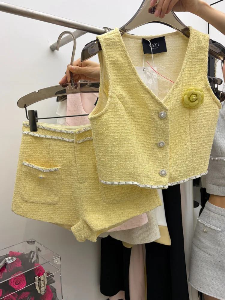 

3pcs/pack Wholesale Drop Shipping Newest High Quality French Fashion Women 2 Piece Sets Tweed Collection