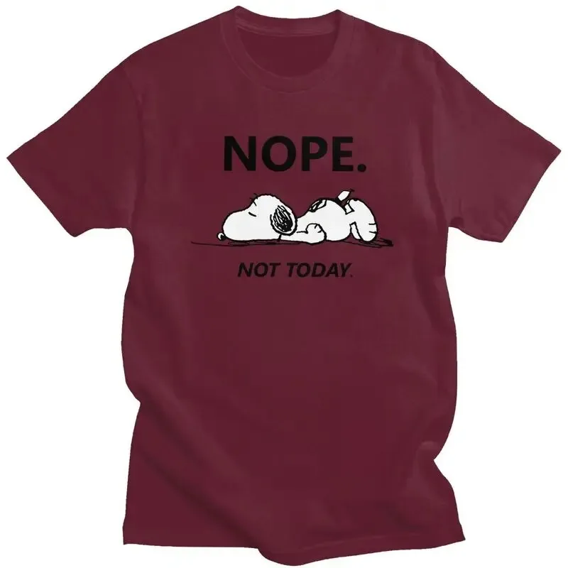 MINISO nueva camiseta de Snoopy NOPE moda divertida camiseta de algodón estampada de alta calidad amantes estilo coreano moda estudiantes gran oferta