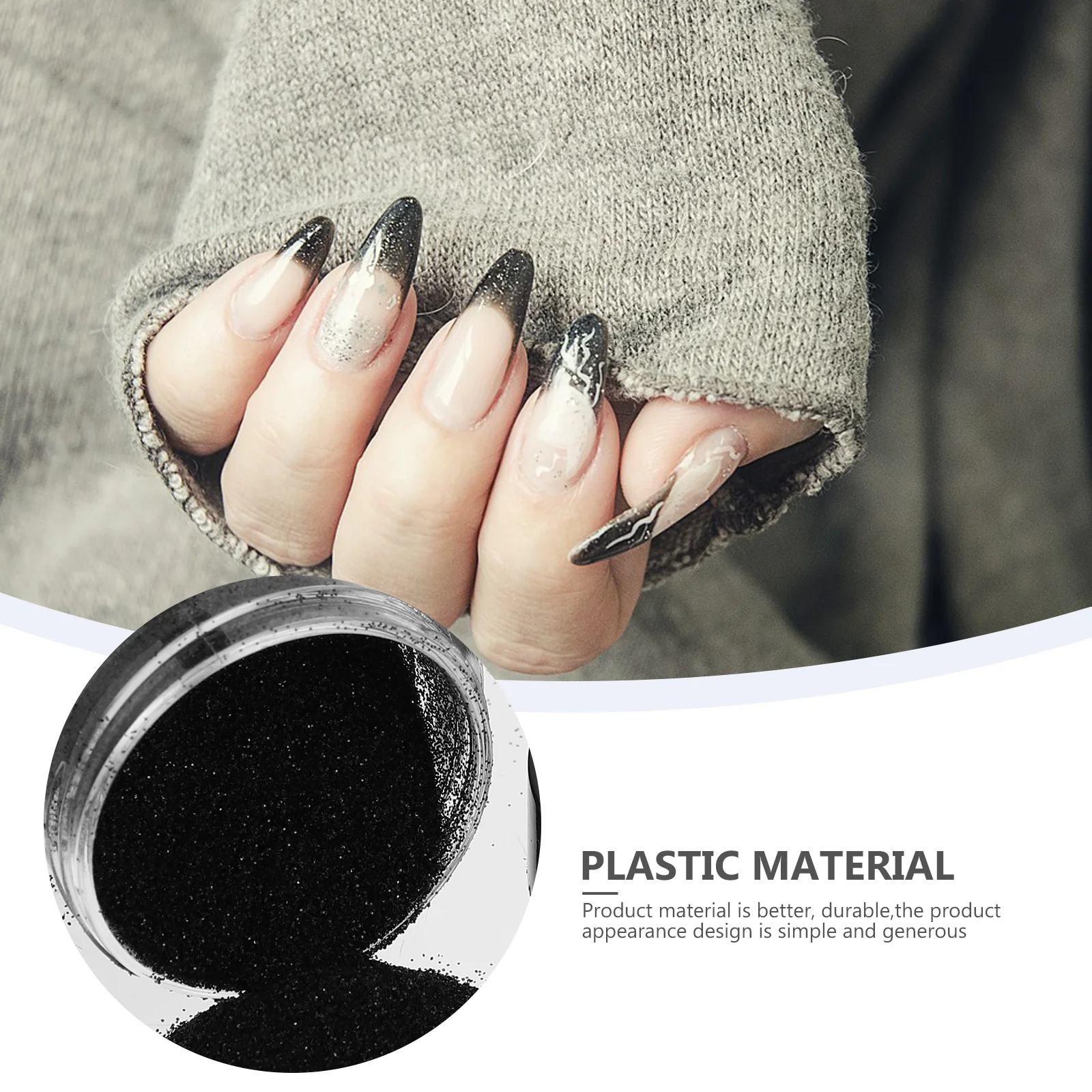

2 Boxes Black Glitter Nail Powder for DIY Art Decoration Plastic Supplies Manicure Accessory Gel Acrylic Extensions