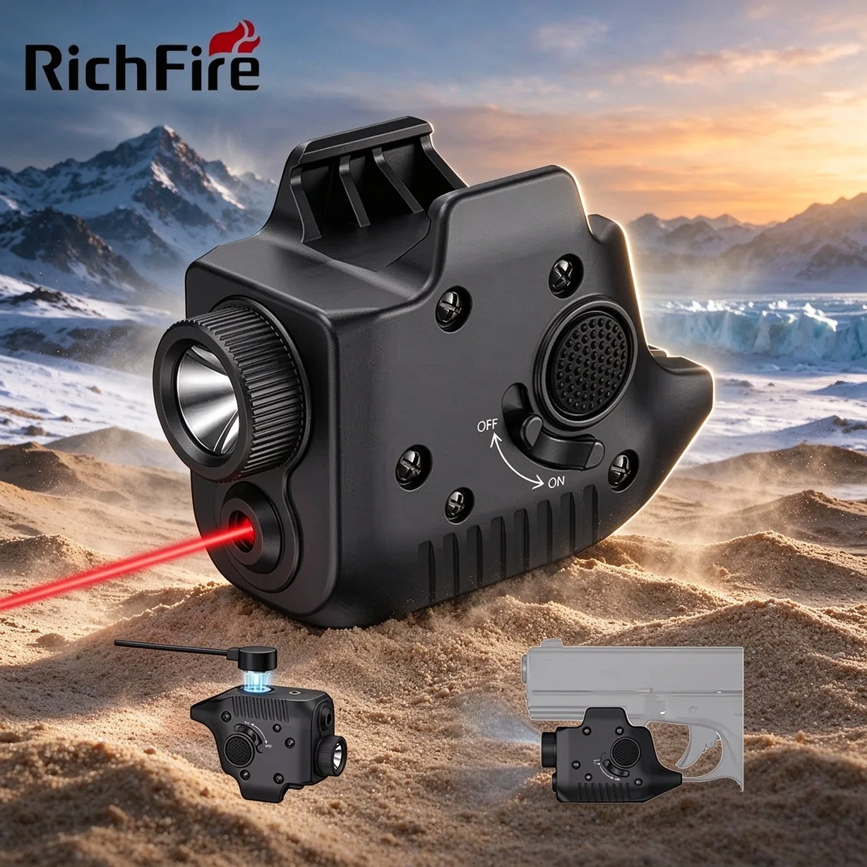 Rechargeable LED Flashlight Red 550LM 2-In-1 Combo Compatible with P365/X/XL Not X-Macro Home Defence Hunting Richfire