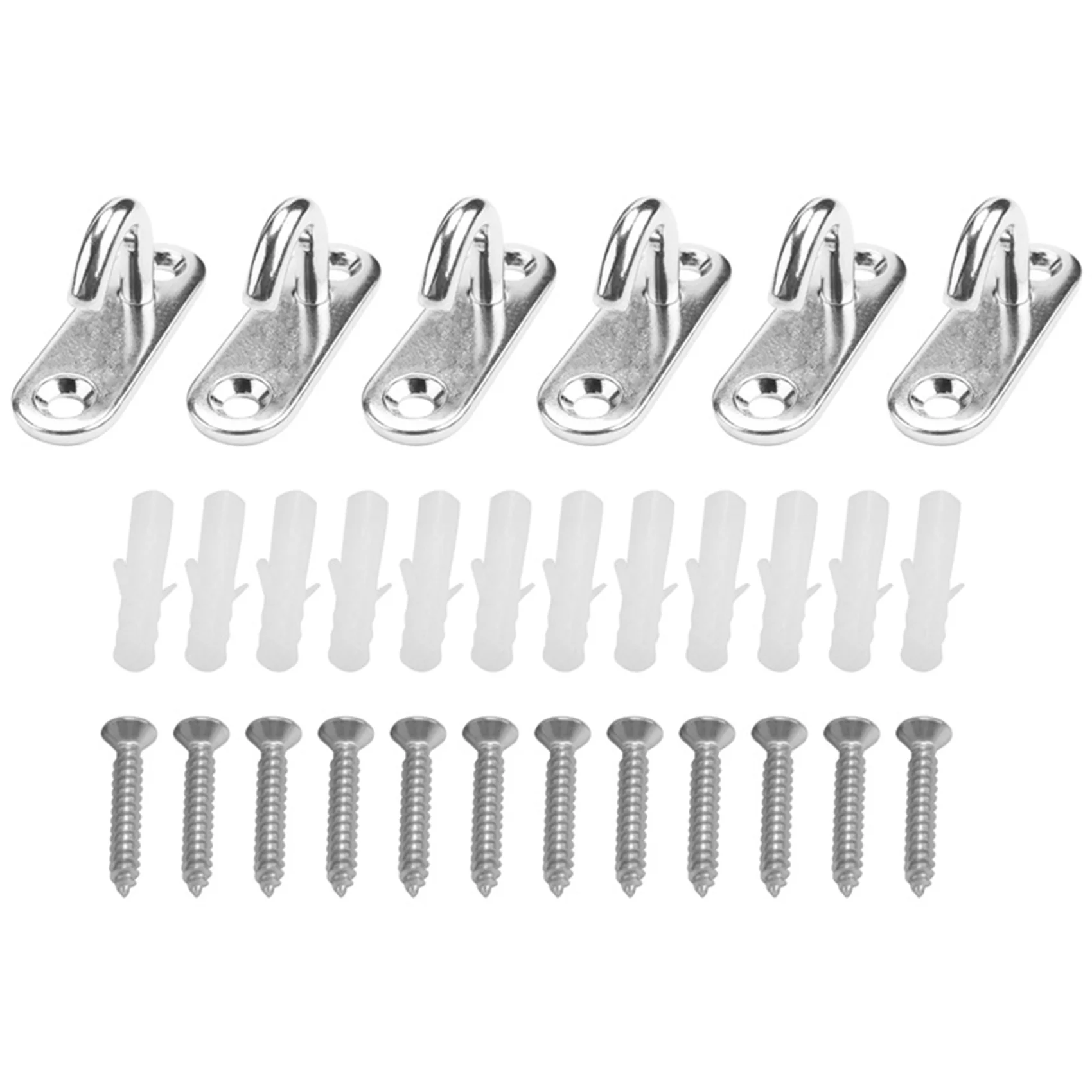 6 Pack Stainless Steel Ceiling Hooks M5 Oval Open Hooks Pad Eye Plate Anchor Screw Wall Mount Hook for Plant Basket CQS