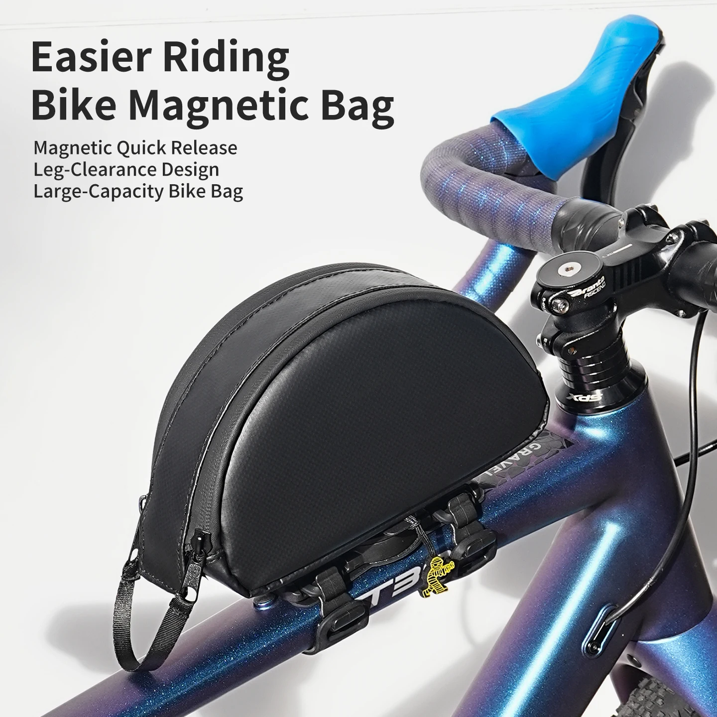 

SUKOU Водонепроницаемая сумка для верхней трубки Велосипедная верхняя трубка Сумка для хранения инструментов Магнитная полукруглая сумка Простая установка для большинства моделей велосипедов