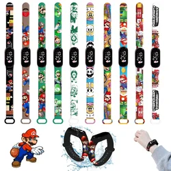 Super Mario Bros Children's Watches Anime Character Luigi Luminous Bracelet Watch LED Touch Waterproof Sports Kids Gifts Watch