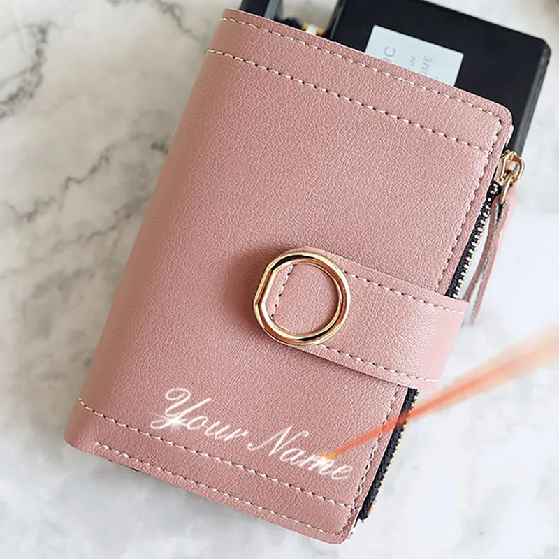 2023 Short Women Wallets Free Name Engraving Coin Pocket Zipper Female Purse New Fashion Card Holder Simple Women's Wallet