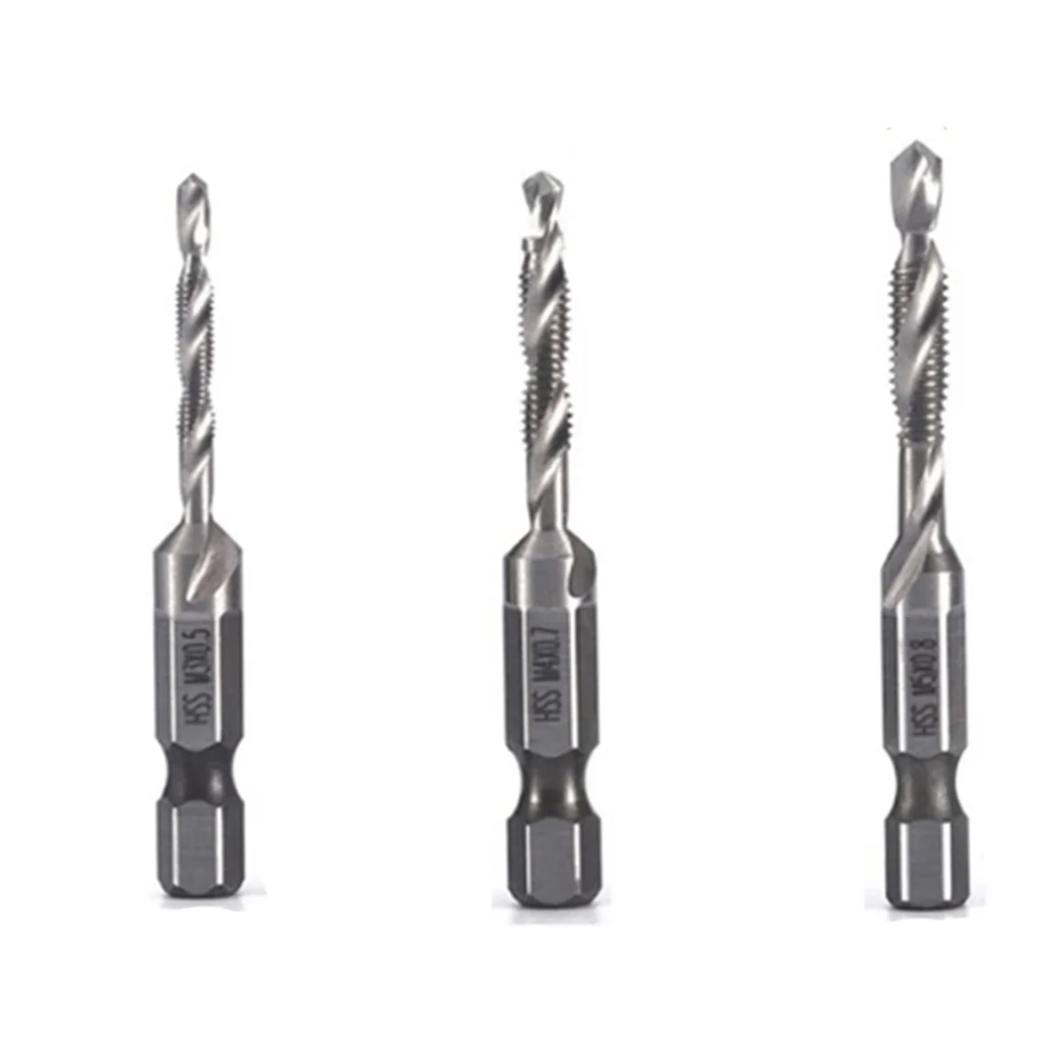 3Pcs M3 M5 High-Speed Steel 4341 Titanium Plated Composite Tap Drill and Tap Integrated Machine Tap Open Chamfer Tool