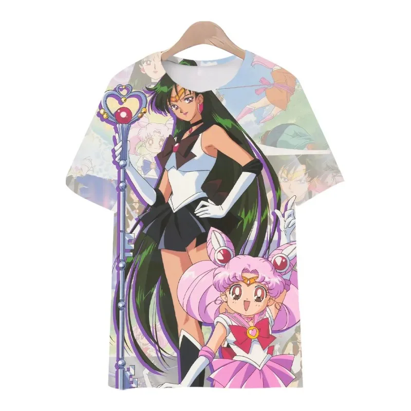 Sailor Moon Anime Surrounding Bedrucktes T-Shirt-Muster Trendiger Sommer Zweidimensionaler Rundhalsausschnitt Kurzarm Männer und Frauen