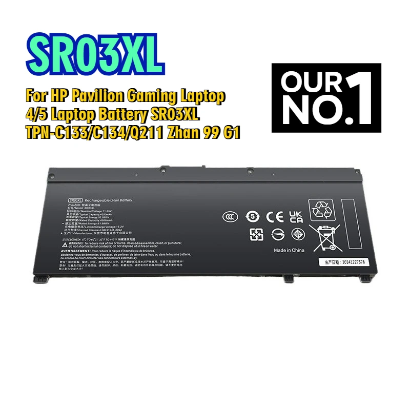

For HP Pavilion Gaming Laptop 4/5 Laptop Battery SR03XL TPN-C133/C134/Q211 Zhan 99 G1