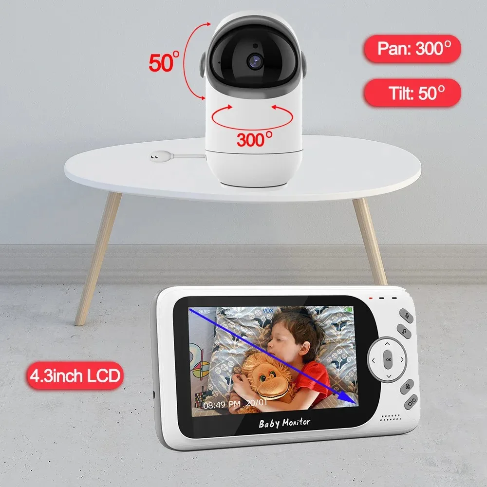 Imagem -06 - Vídeo Baby Monitor Câmera Zoom Digital 3x Pan Tilt Câmera de Segurança Babá Babá Two Way Intercom Auto Night Vision 43