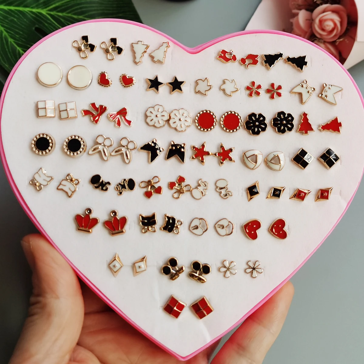 36Pair/lot Multi-style Colorful  Geometric Stud Earrings Set For Girls Alloy Earrings Jewelry Gifts Cheap Stuff