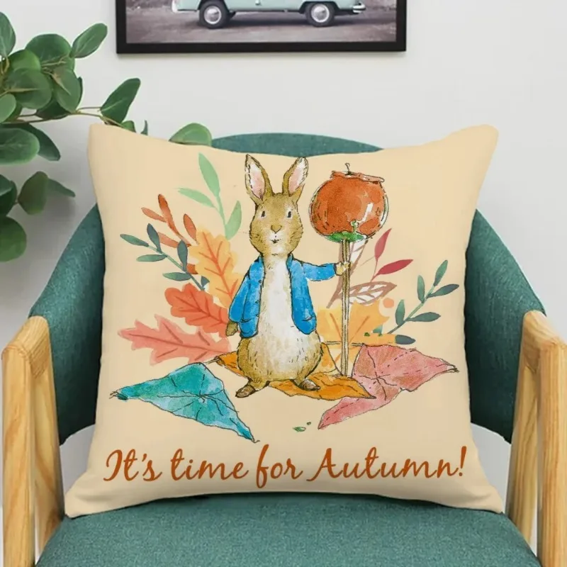 de coussin décorative de luxe pour canapé, taie d'oreiller ornementale, Peter Rabbit, automne, 45x45