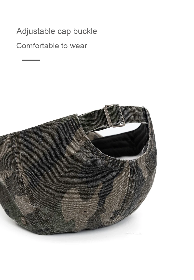 Baseballkappe mit individuellem Logo und Camouflage-Muster für Männer und Frauen, bestickte Unisex-Sommerkappe, DIY-Sonnenhut, verstellbar – Detail 6