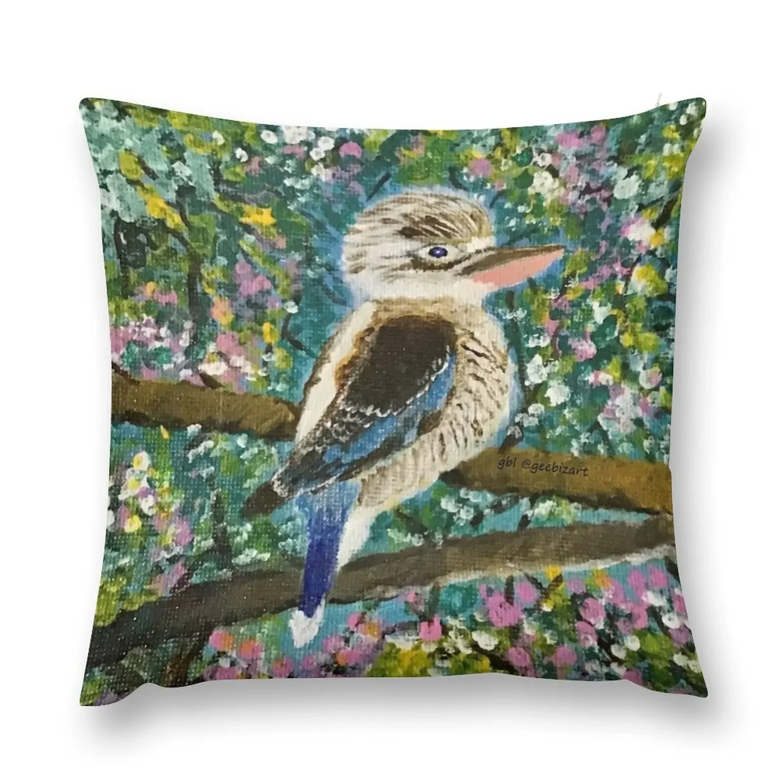 Kookaburras among colourful flowers Throw Pillow Pillow Cases Luxury Cushion Cover Cushions Cover pillow