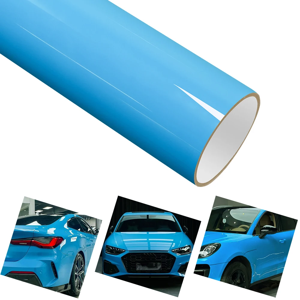 

PET Crystal Ice Cream Blue Car Vinyl Film Self-Adhesive Auto Decal With Air Release Technology Motorcycle Car Body Decoration