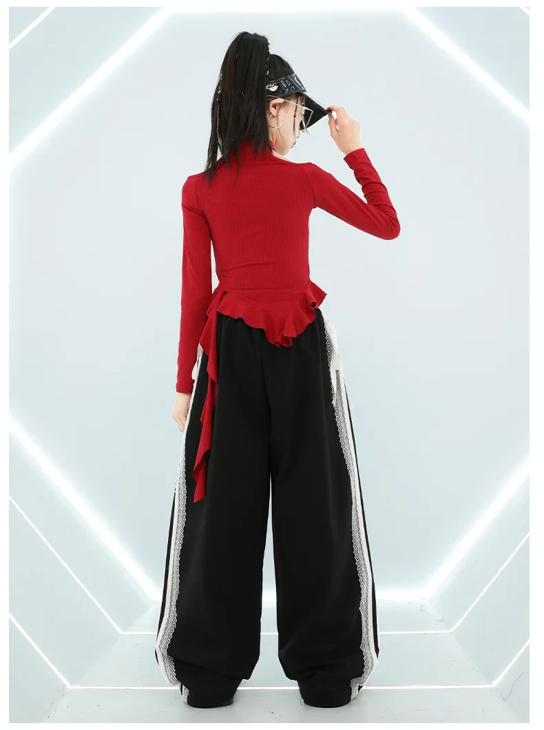 Mädchen Hip Hop Crop Top Pu Leder Cargo Hosen Kind Schuluniform Kostüme Kinder Streetwear Jazz K-pop Street Dance kleidung Sets – Detail 16