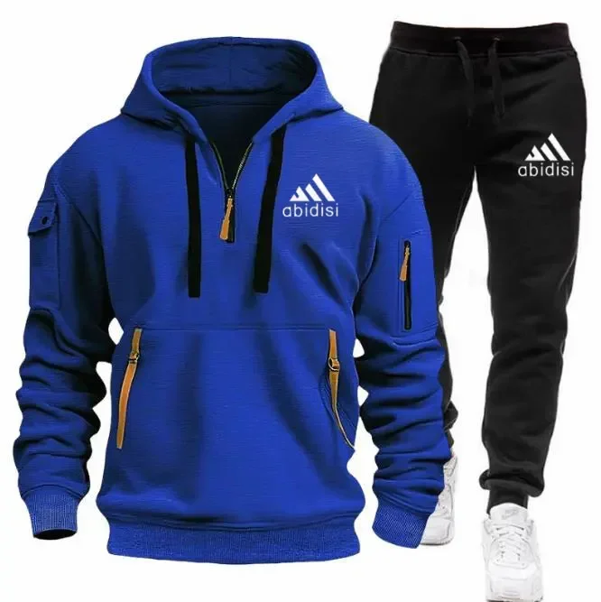 

Men's Set 2025: A Brand-new Sporty and Casual Jogging Suit, a 2-piece Set of Outdoor Sweatshirt and Black Sportswear Pants