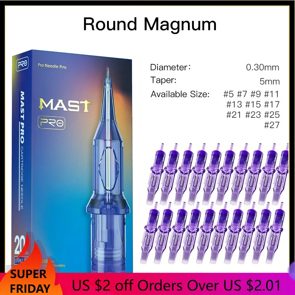 Mast PRO Round Magnum RM 100% Original Sterilized Tattoo Needles Makeup Permanent Tattoo Cartridge Accessories 20pcs/box