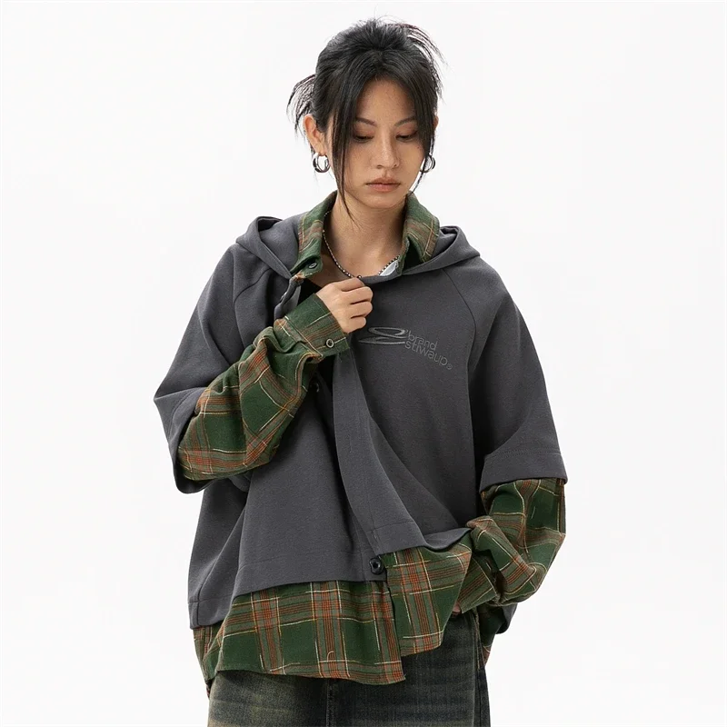 Women\'s Oversized Hoodie Fall Clothes 2024 Women Designer Hoodies Oversize Patchwork Fashion New Hooded Sweatshirt Black Woman