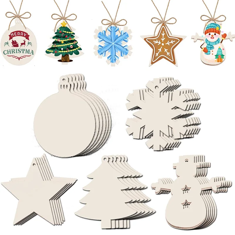 

10Pcs Christmas Wooden Ornaments Crafts Artificial Wooden Angel Snowman Christmas Tree Hanging Decoration DIY Home Party Gift