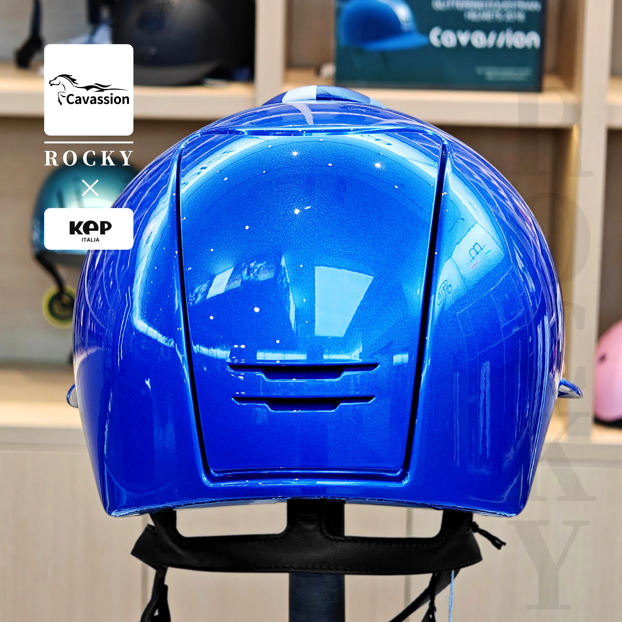 Włochy Kask jeździecki KEP Blue Pegasus z niebieskimi elementami 3D Decorative Horseback Lodge Gear 8101318