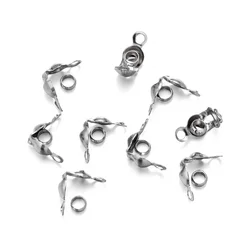 50pcs Stainless Steel Connector Clasp Fitting Ball Chain End Crimps Beads For Bracelet Necklace Chains Jewelry Making Supplie