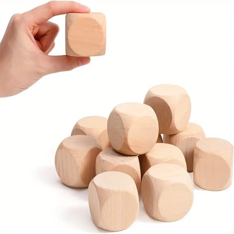 15PCS/30PCS 20mm Holz Würfel 6 Seitige Blank Holz Würfel Party Familie DIY Spiele Druck gravur Brettspiel Bildung Zubehör
