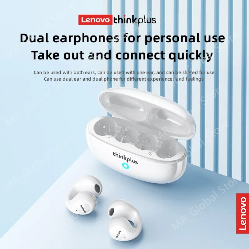 레노버 XT83 II TWS 무선 헤드폰, 블루투스 5.3 이어폰, 이어클립 디자인, 터치 컨트롤, HD 음성 이어버드, 스포츠 헤드셋 2023