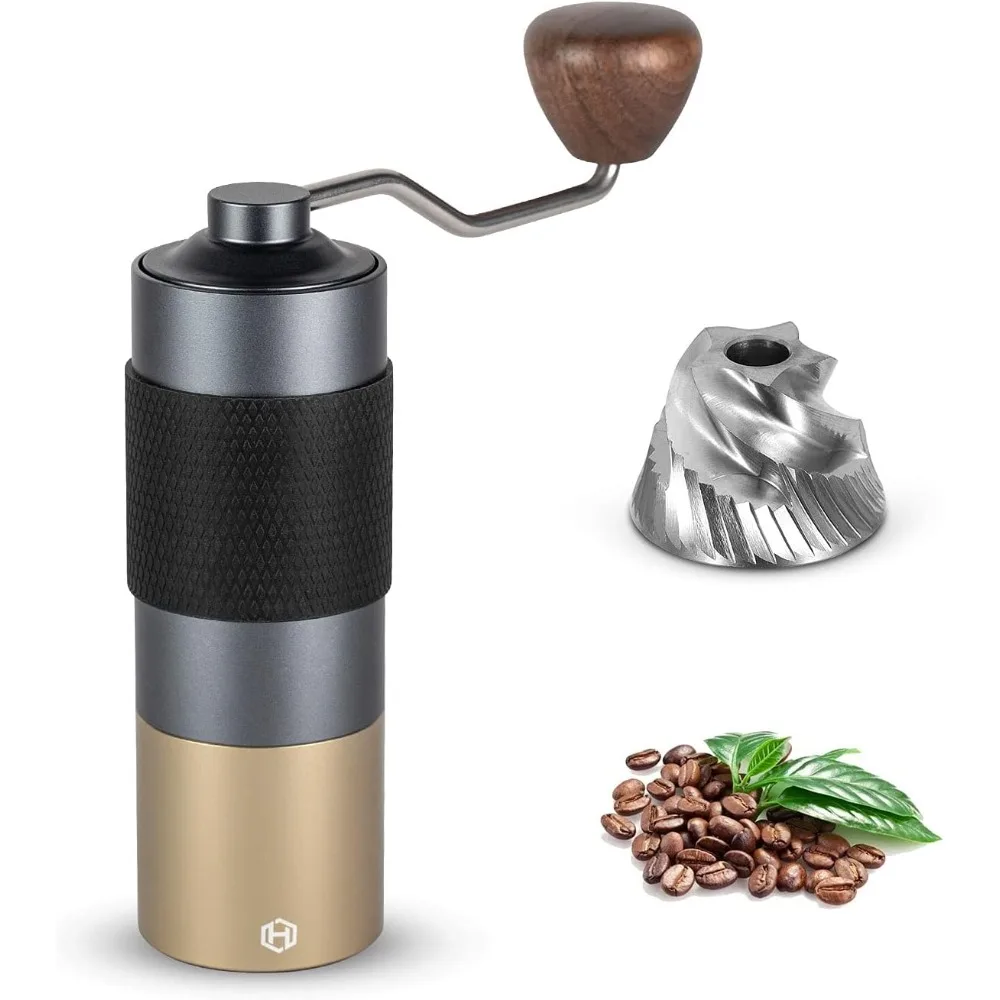 

Manual Coffee Grinder - HEIHOX Hand with Adjustable Conical Stainless Steel Burr Mill, Capacity 30g Portable Mill Faster Grindin