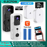 Elecpow Tuya WIFI Video Doorbell Smart Home 1080P Outdoor Waterproof Wireless Door Bell  PIR Night Vision Security Camera