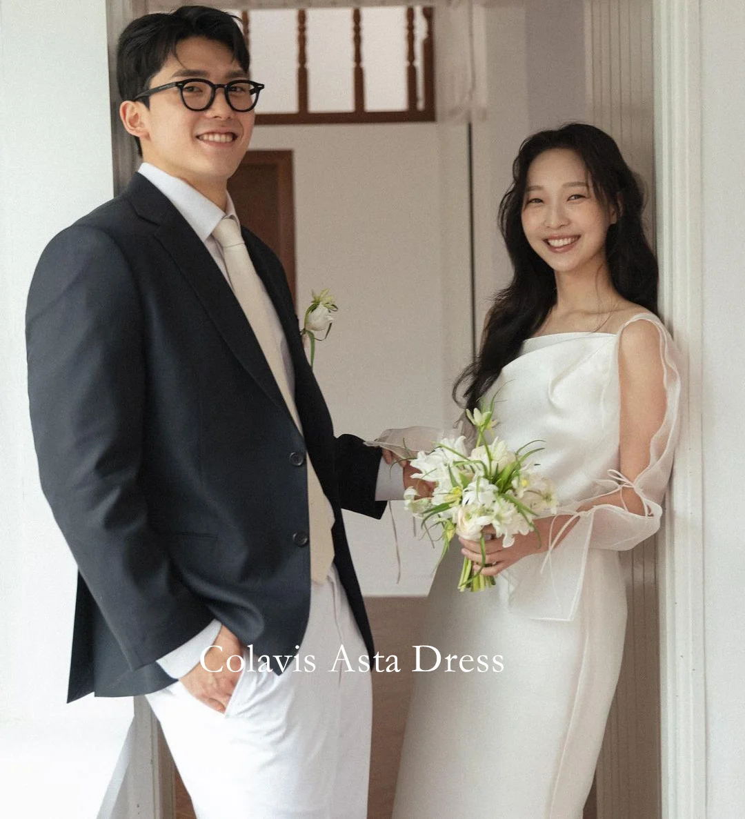 

Colavis Ast One-Shoulder Ivory Wedding Dress White Satin Customized Mermaid Corset Elegant Fancy Bride Dresses Bridal Gowns