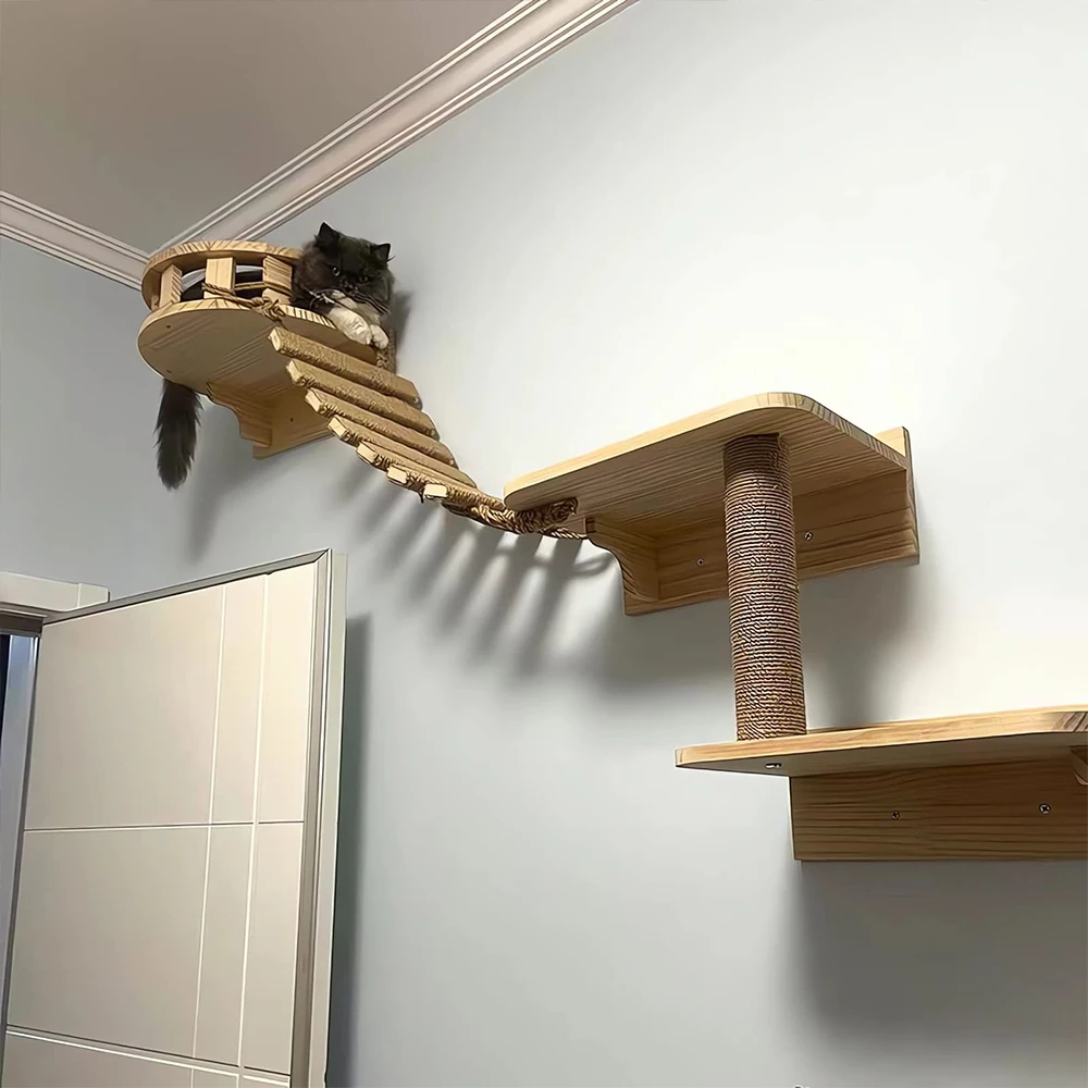 Imagem -02 - Cat Rope Ladder Escalada Frame Outdoor Step Scratcher Post Wall Climbing Bridge Escada de Corda de Sisal para Móveis de Animais