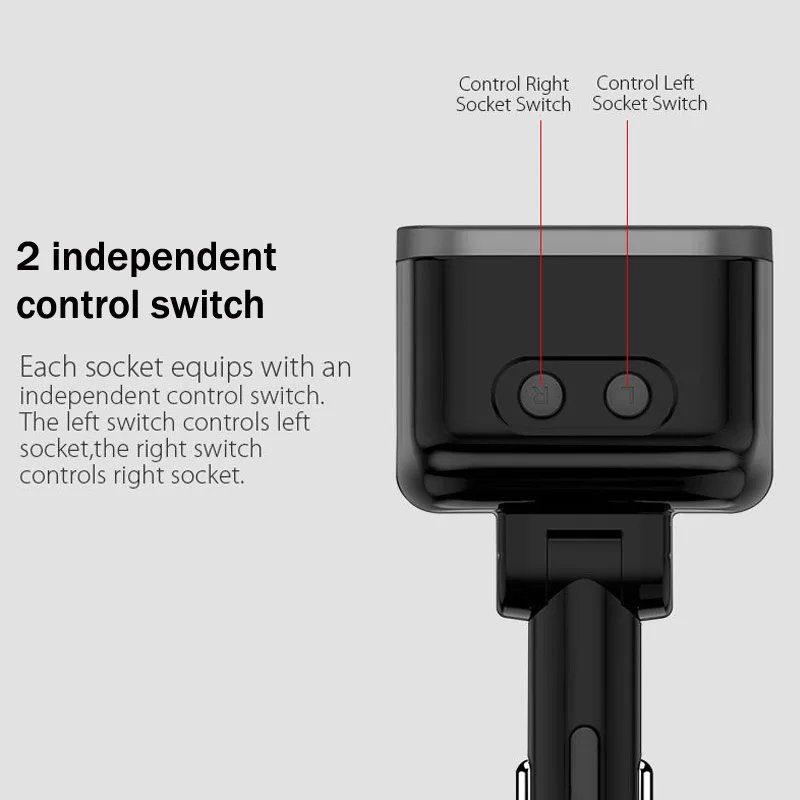 Car Charger Cigarette Lighter Socket Splitter QC3.0 Dual USB Fast Charge Type C PD20W Charger Independent Switch Power Adapter