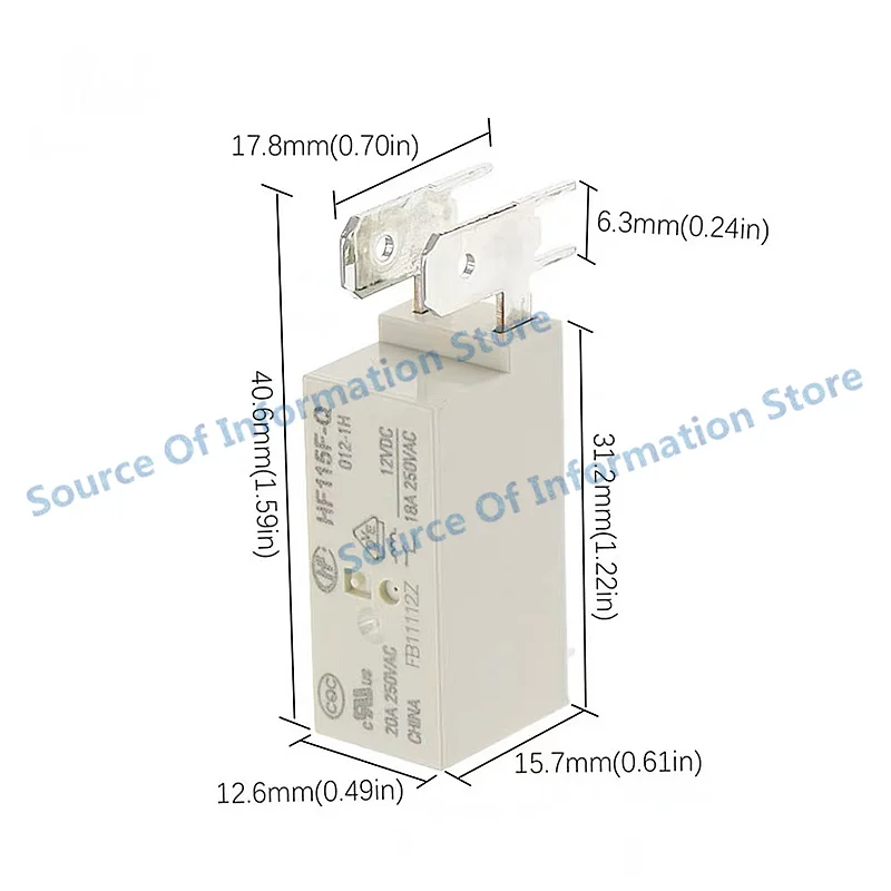 High Power Small DC Relay HF115F-Q-005-1H HF115F-Q 012-1H JQX-115F-Q 024-1H JQX-115F-Q-048-1H 5VDC 12V DC24V 48V 18A 250VAC